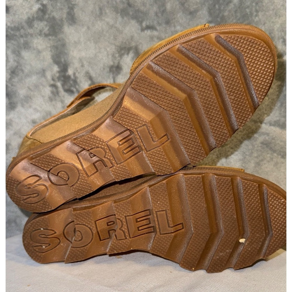 Sorel women Sz 7.5 Joanie II Brown Leather Wedge Heel Sandals neutral minimalist - Picture 8 of 9